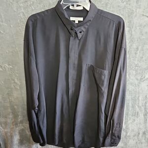 Elliott Men's Xl Long Sleeve Black Button Down Shirt Vintage Rayon